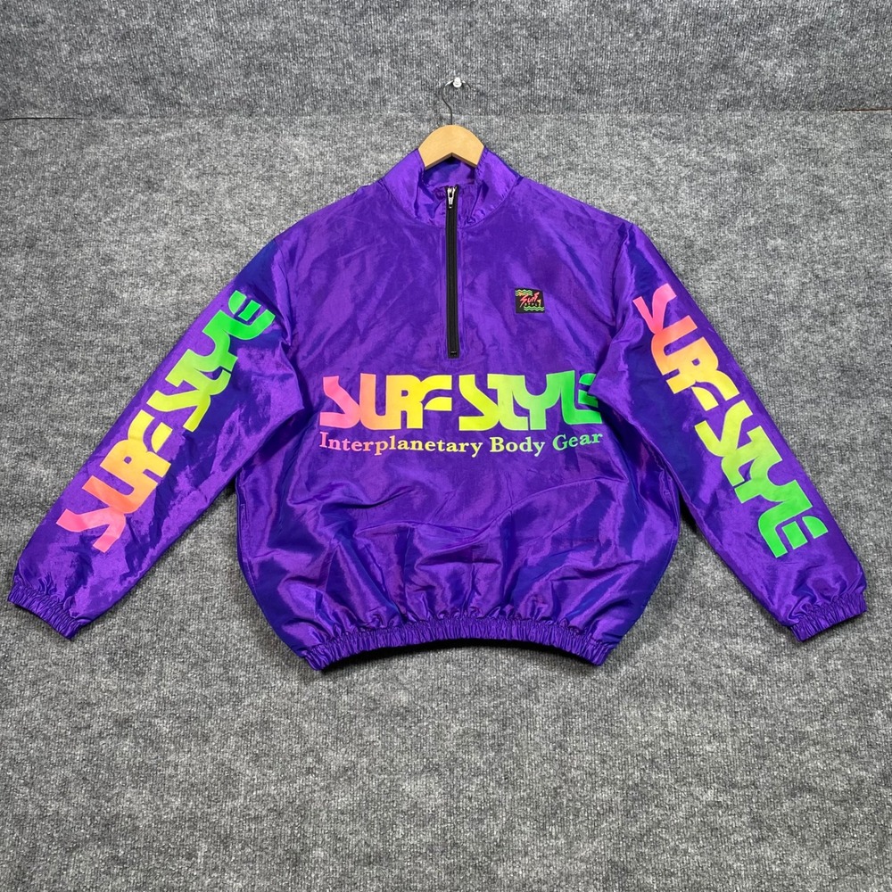 Surf Style Interplanetary Body Gear Purple Iridescent Windbreaker Small 90s